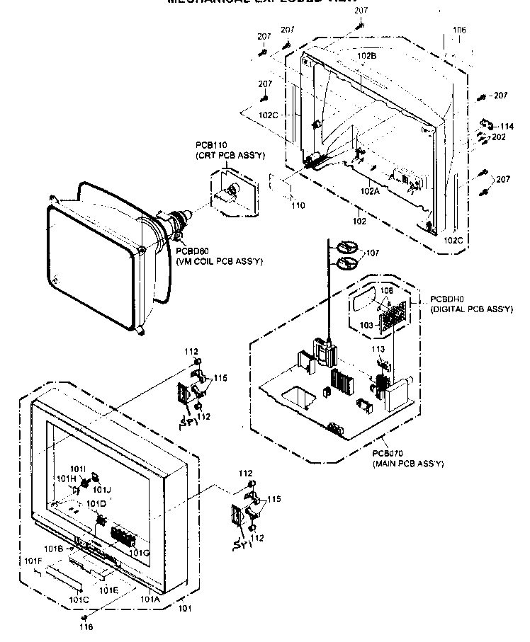 Toshiba 27DF46 cabinet parts diagram