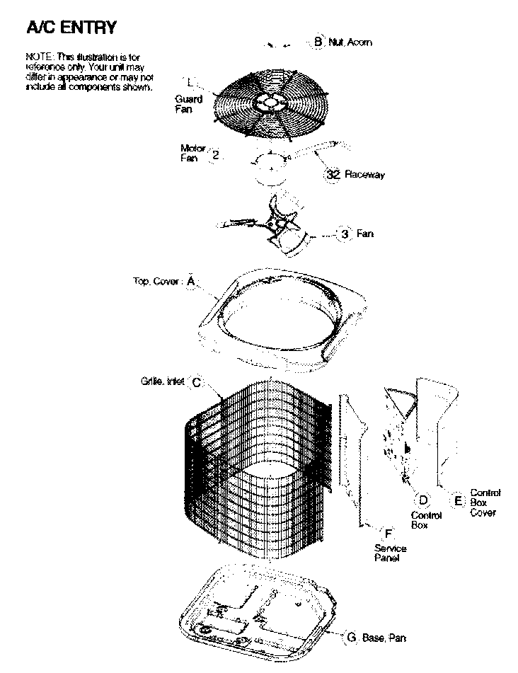 ICP N2A342GKA100 cabinet parts diagram