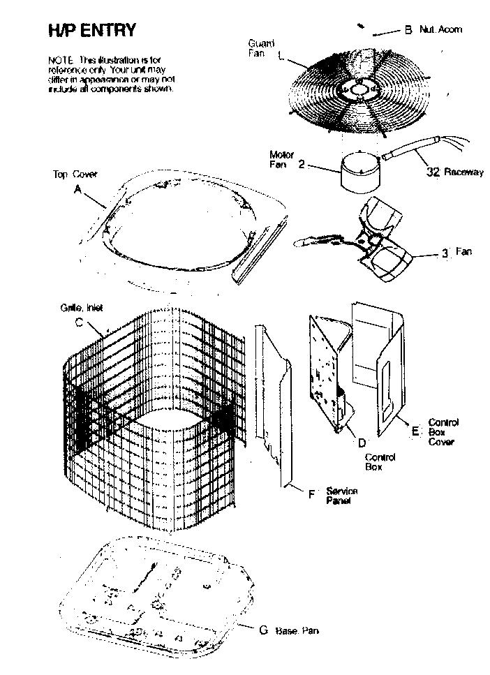 ICP N2H360GKA100 cabinet parts diagram