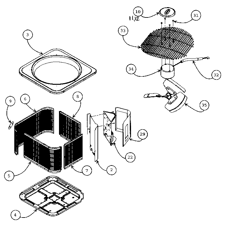Carrier 25HCR360A0030010 cabinet parts diagram