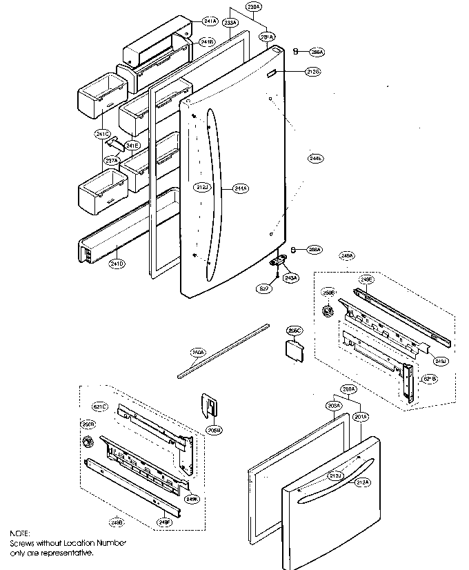 Kenmore Elite 79576084600 door parts diagram