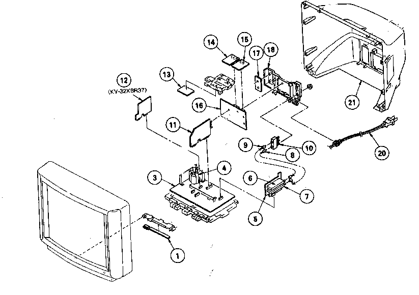 Sony KV-32XBR37 cabinet parts 1 diagram