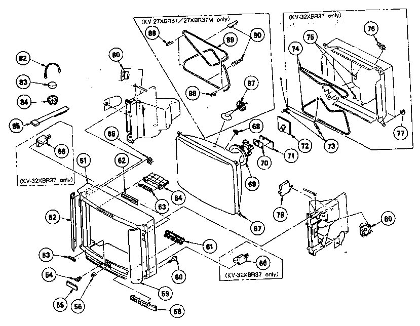Sony KV-32XBR37 cabinet parts 2 diagram