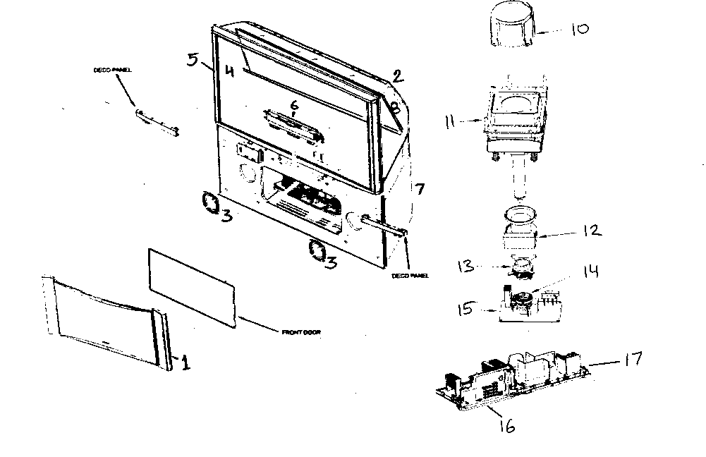 Hitachi 57F59J cabinet parts diagram