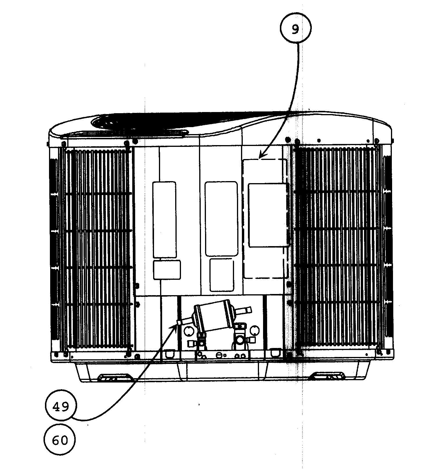 Carrier 25HBR342G0030010 side view diagram