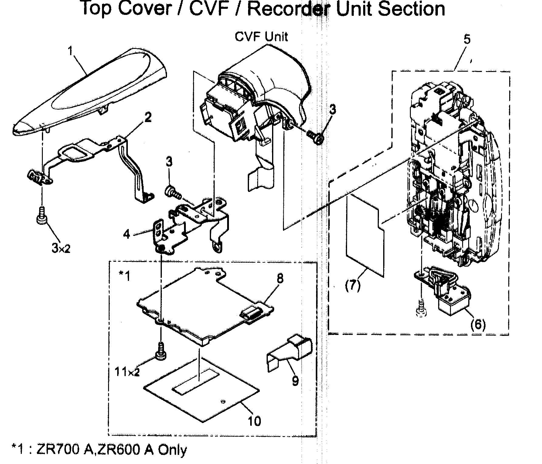 Canon ZR600A top assy diagram
