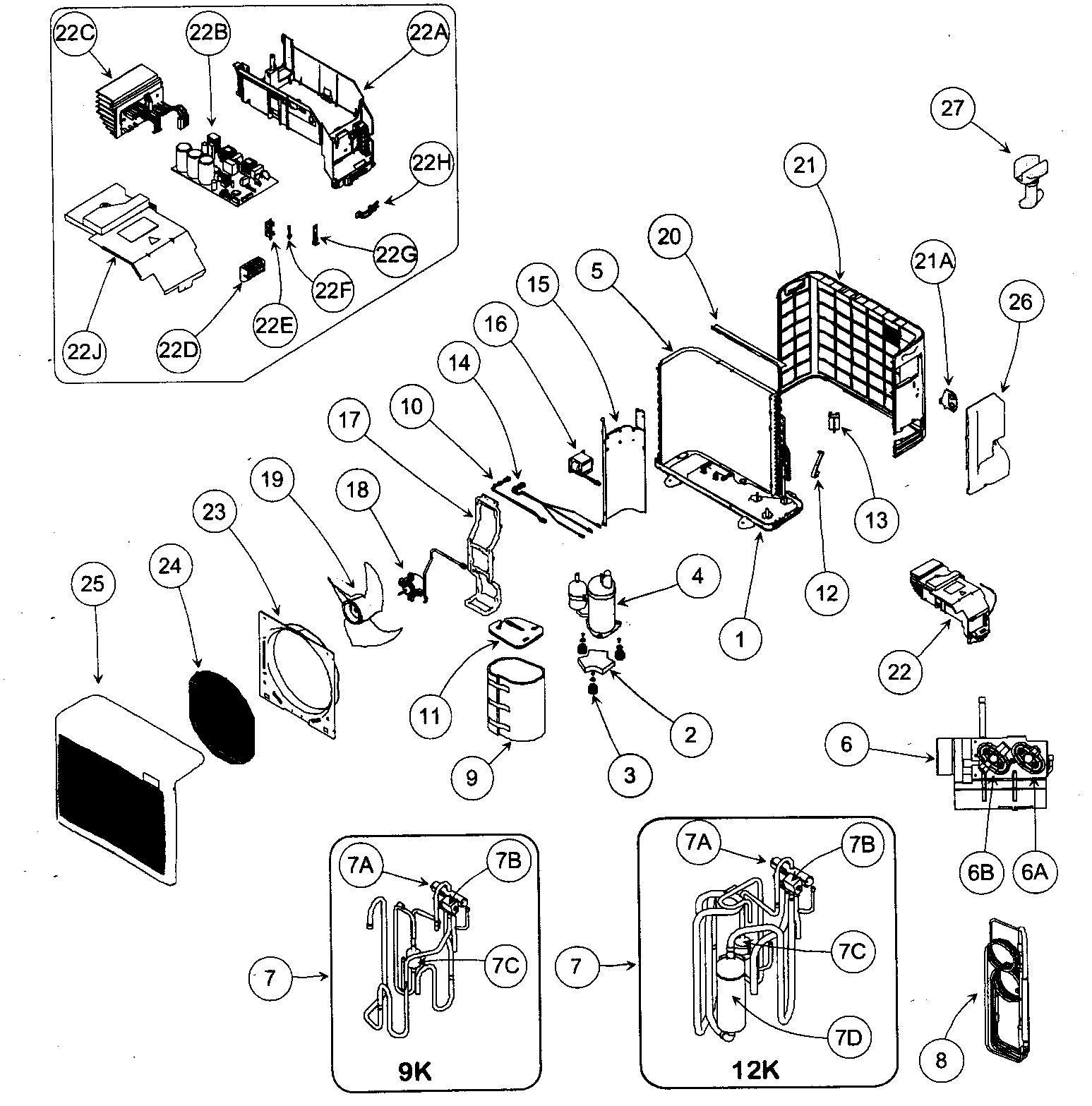 Carrier 38QRV009301 cabinet parts diagram