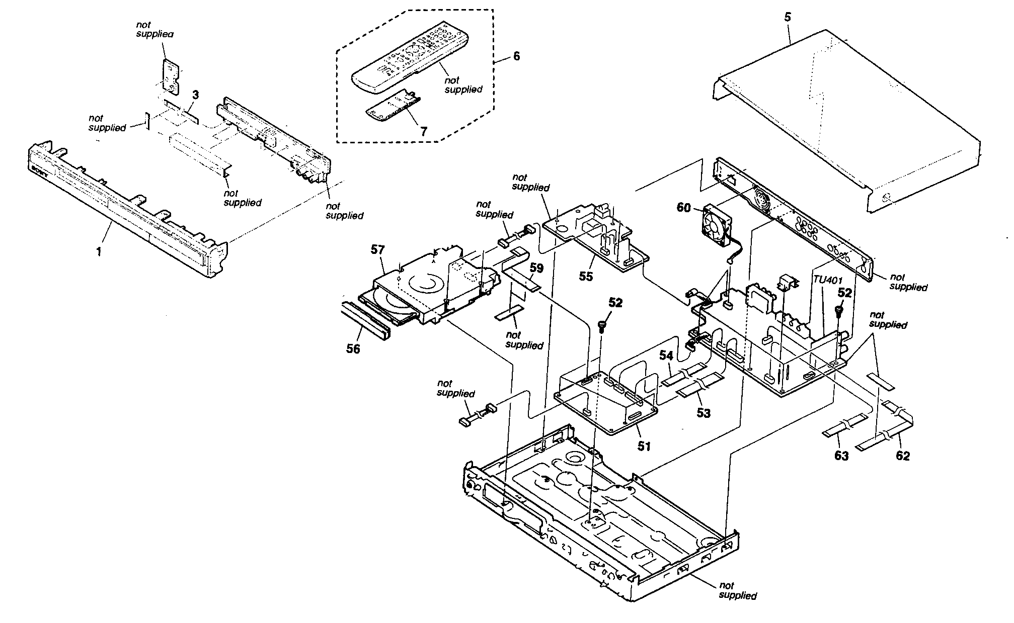 Sony RDR-GX330 cabinet parts diagram