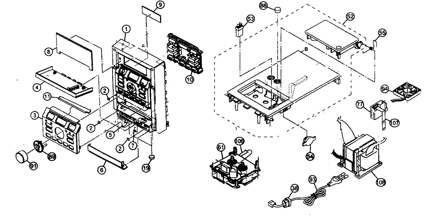 JVC UX-G70US cabinet parts diagram