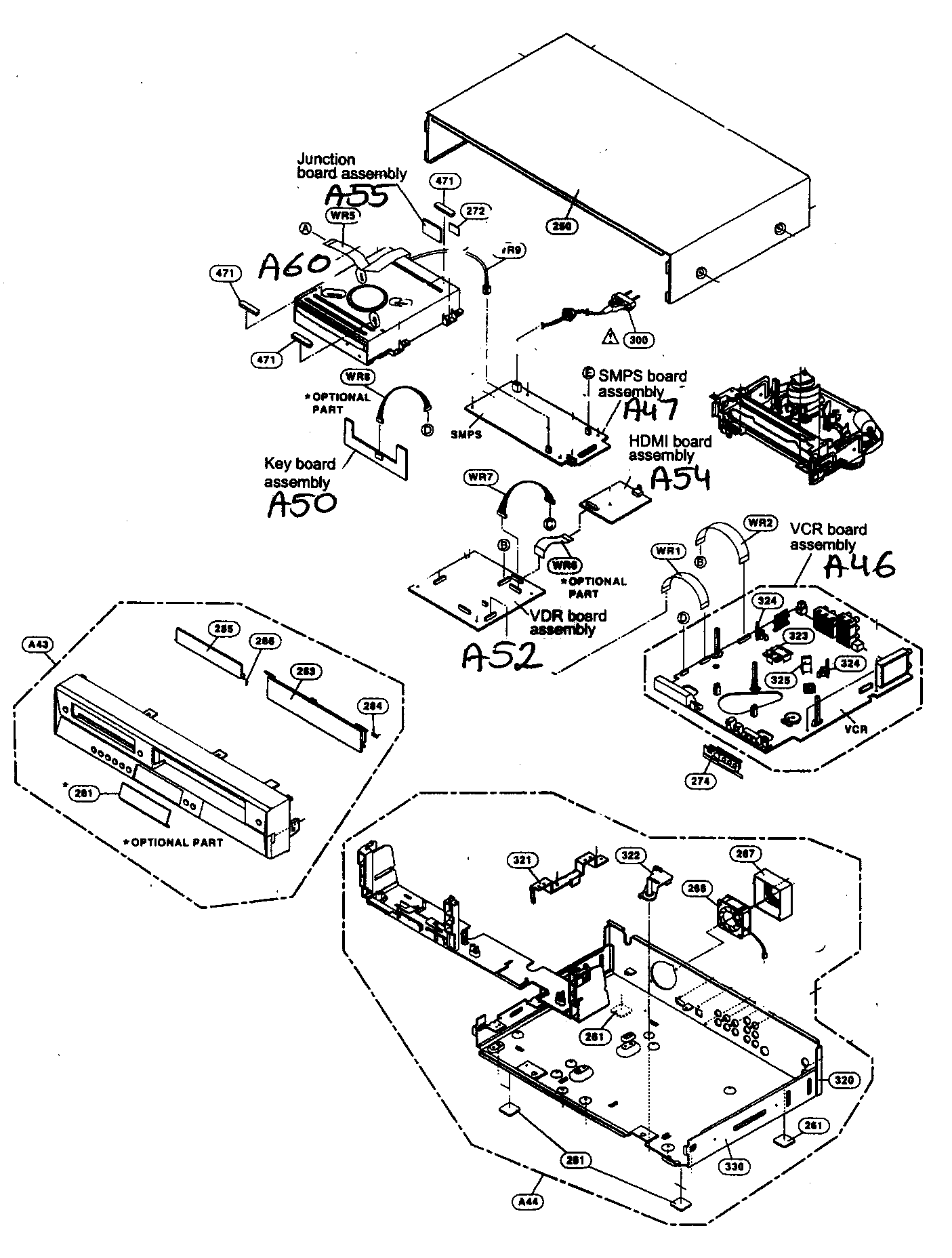 JVC DR-MV7SUS cabinet parts diagram