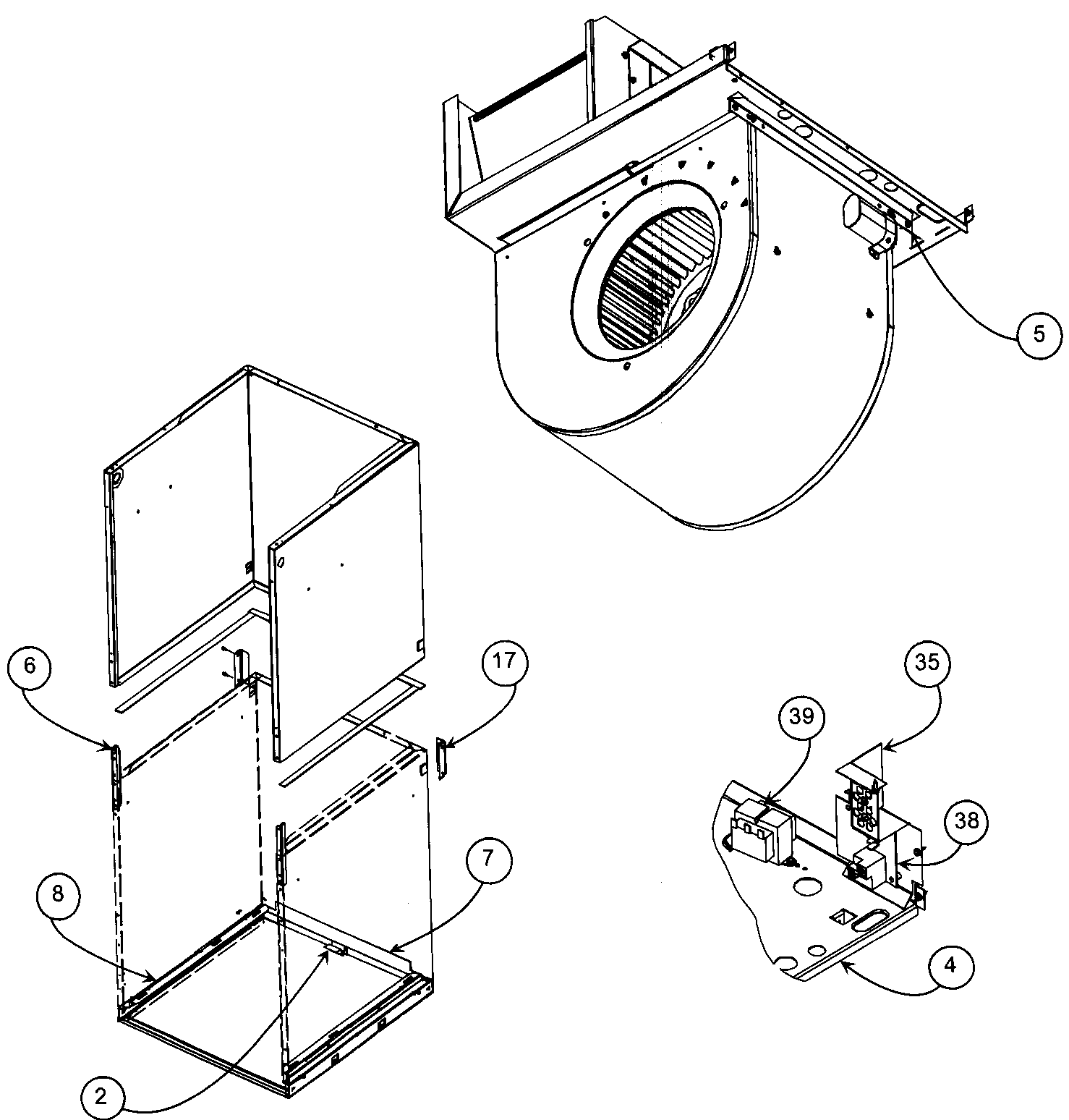 Carrier FC4DNB060000AAAA base/blower assy diagram