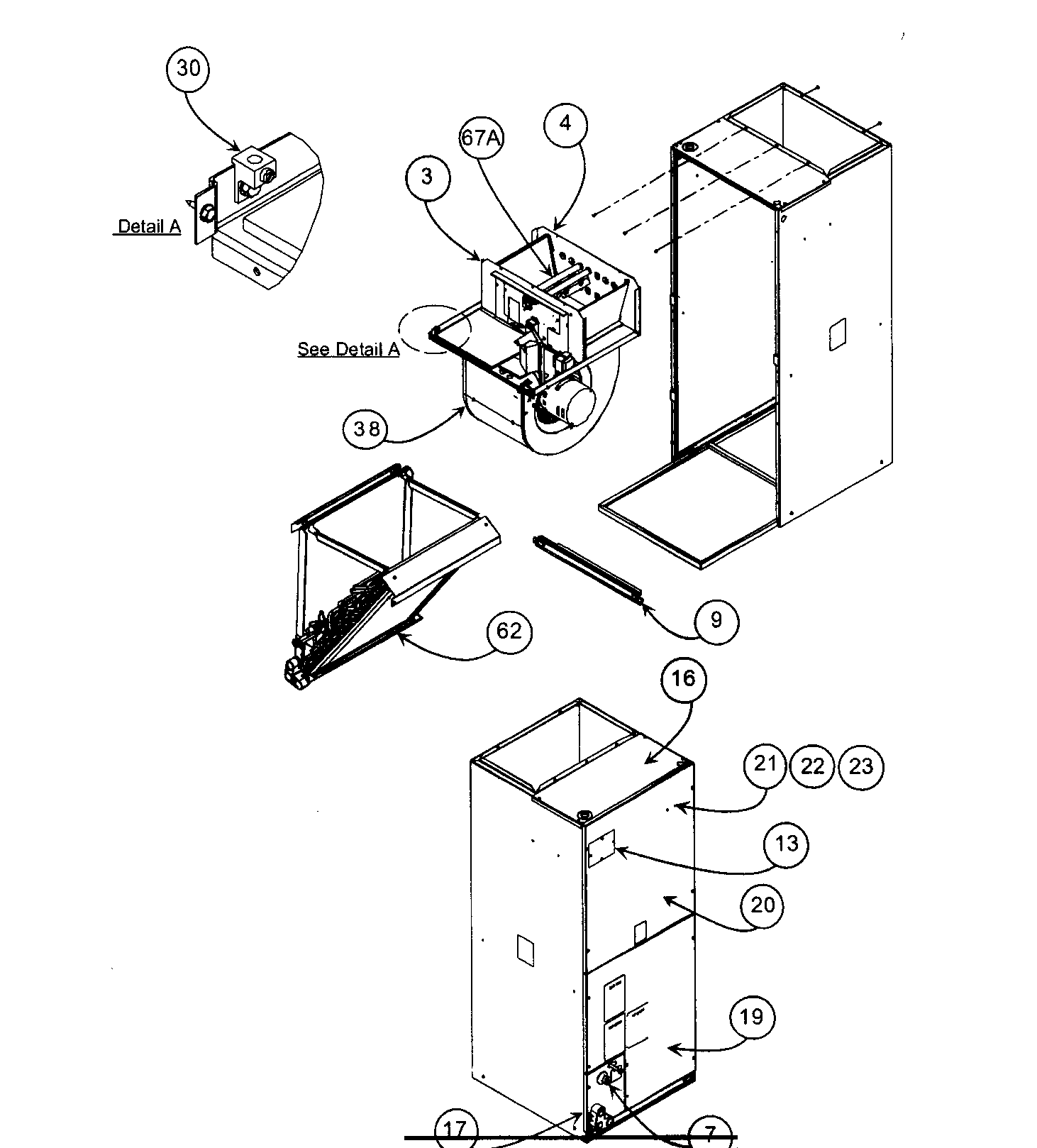 Carrier FA4CNF048000AAAA cabinet parts diagram