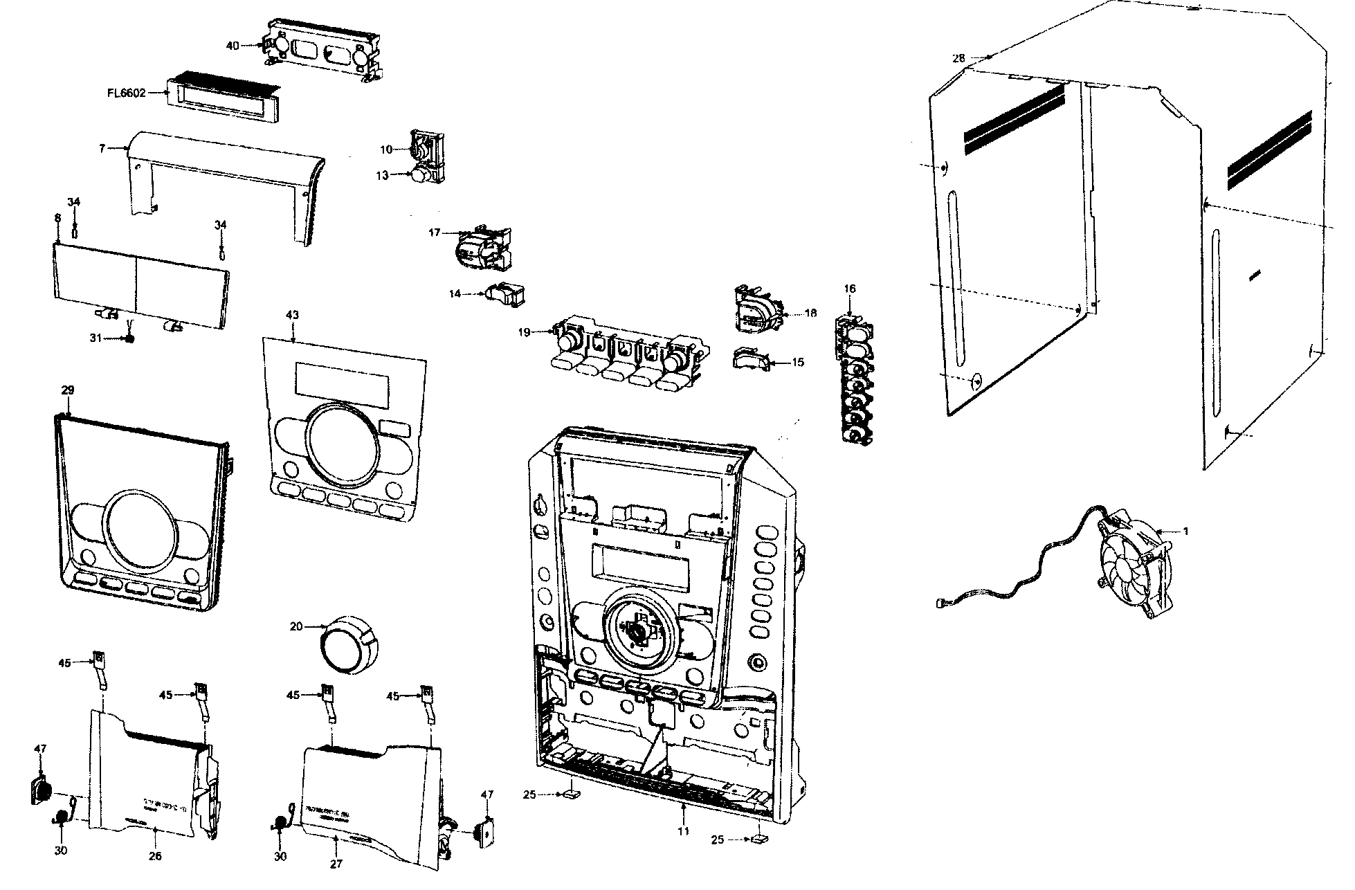 Panasonic SA-AK240P cabinet parts diagram