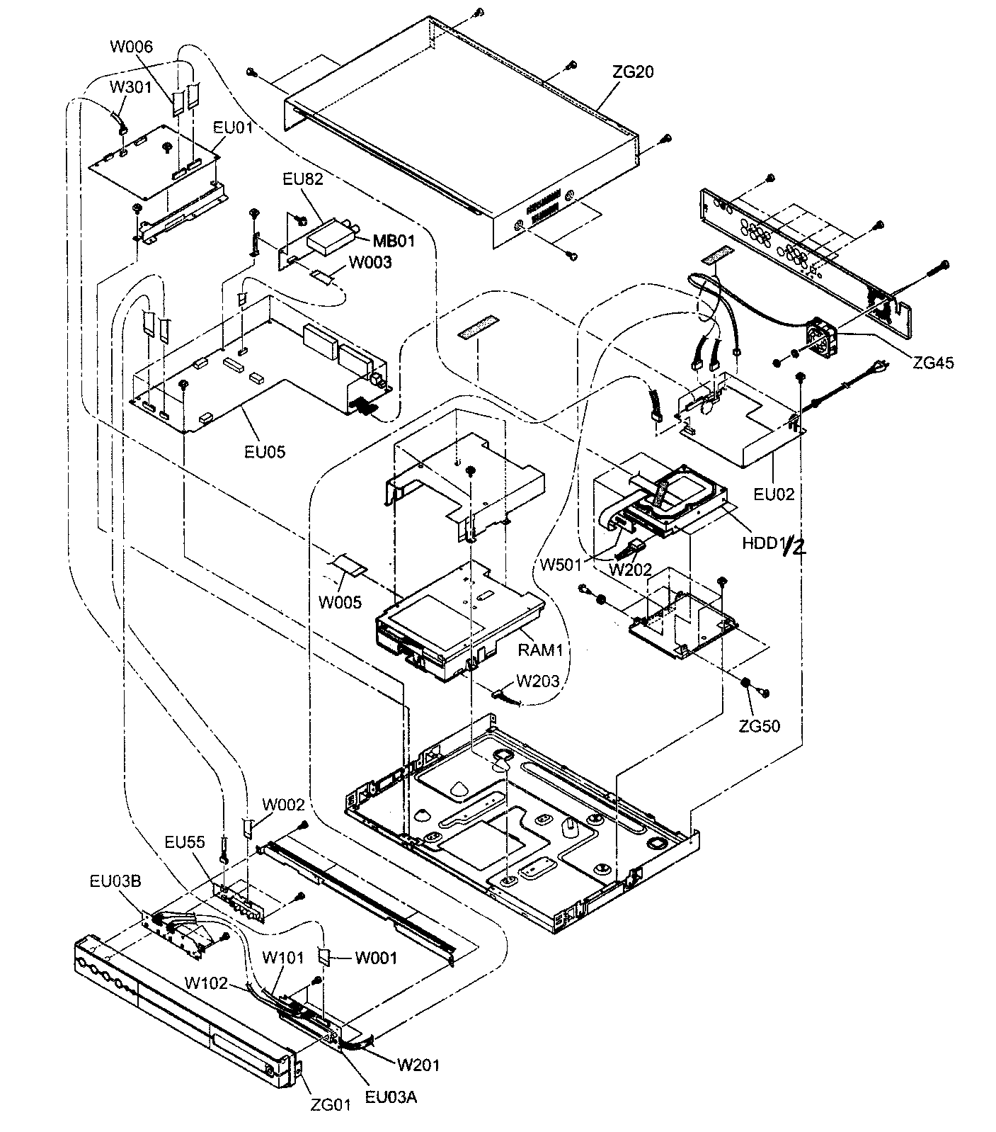 Toshiba RD-XS35SU cabinet parts diagram