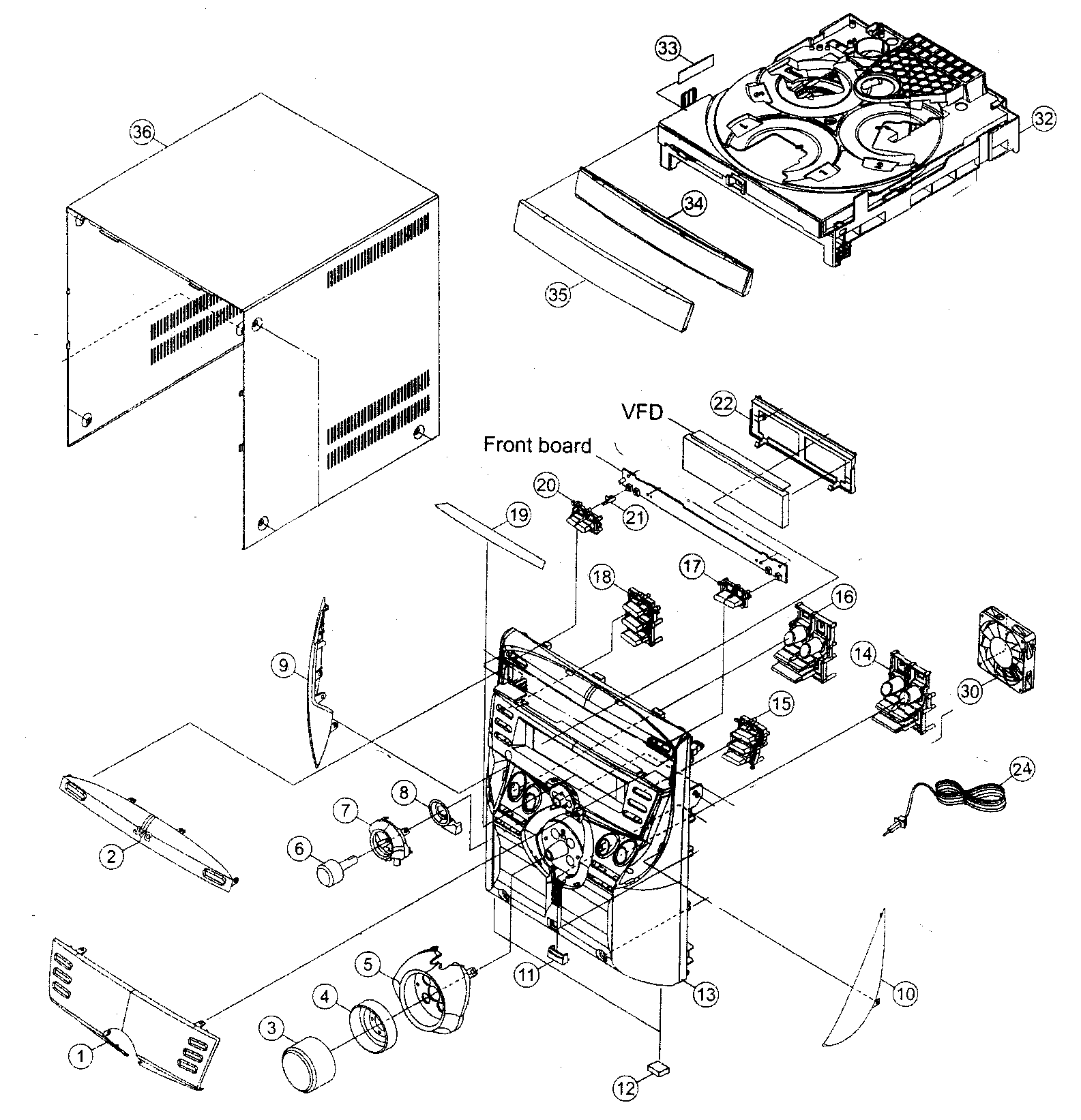 JVC MX-C55J cabinet parts diagram