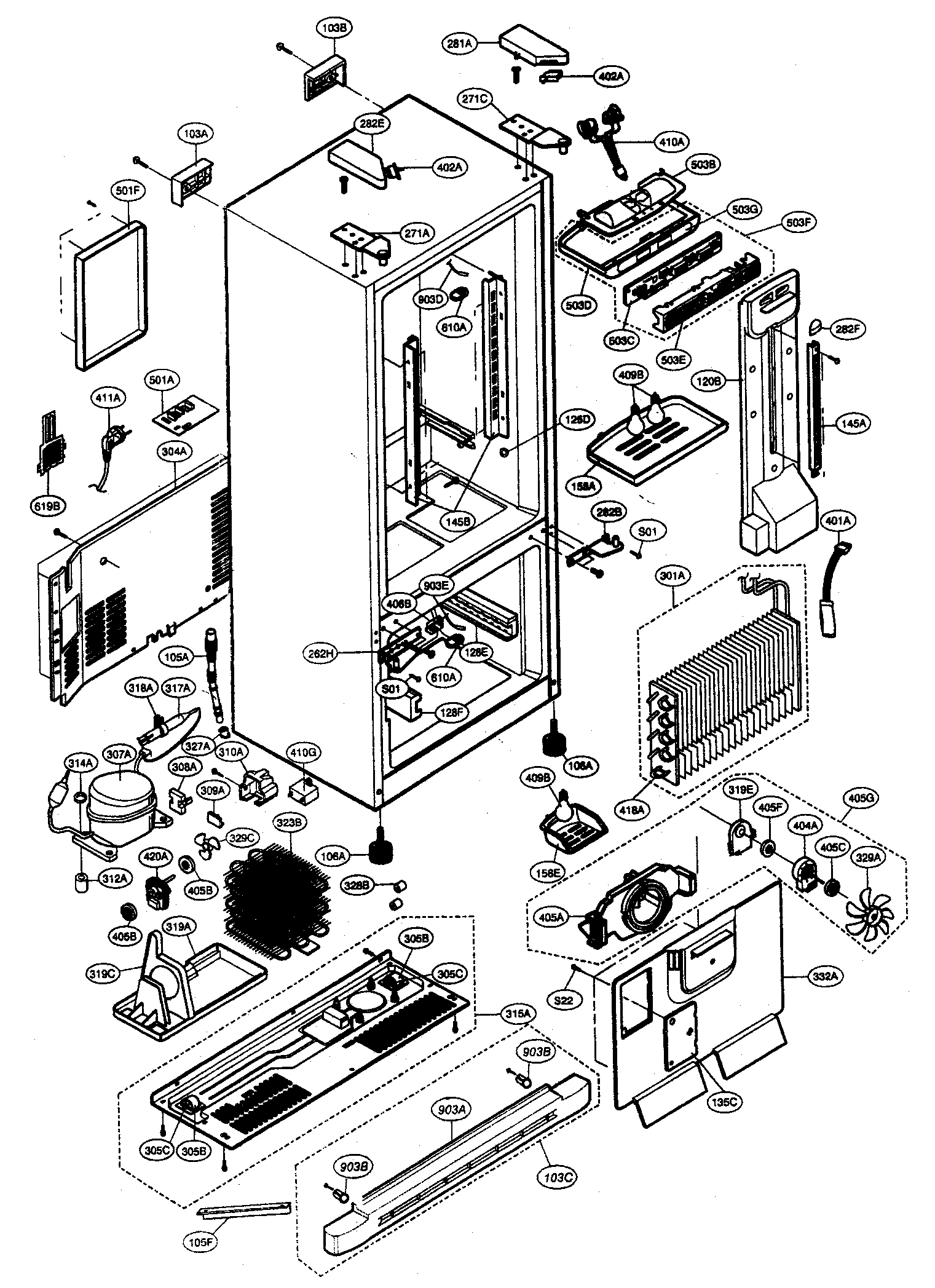 Kenmore 79577319600 cabinet parts diagram