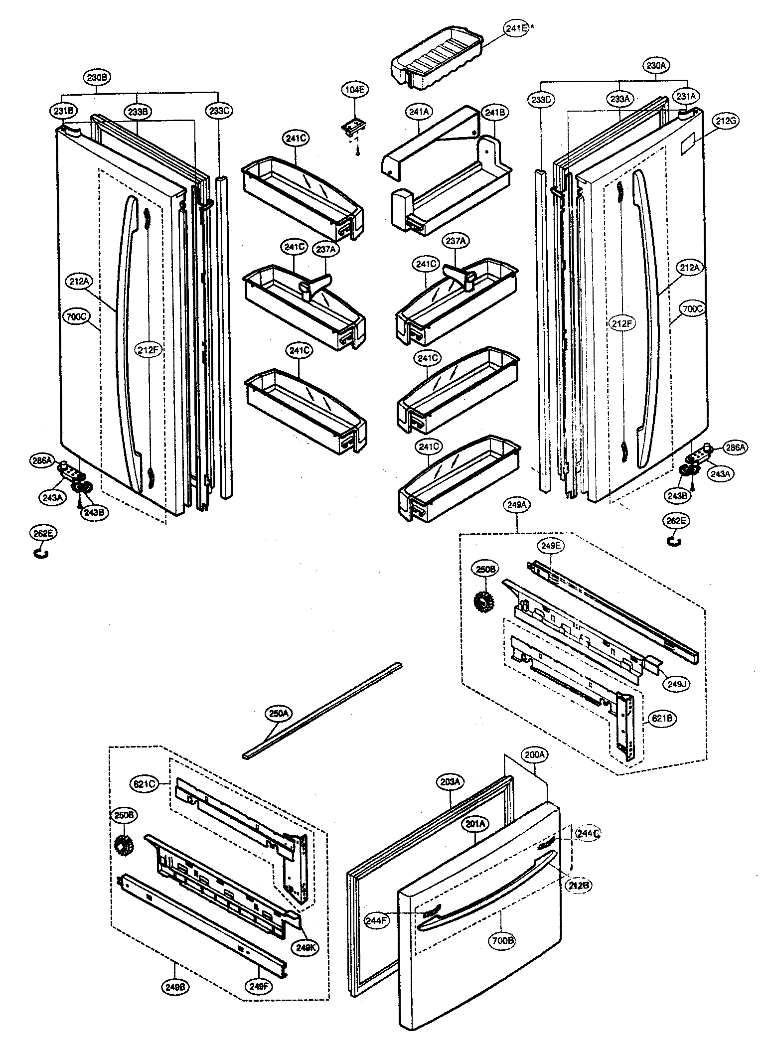 Kenmore 79577319600 door parts diagram