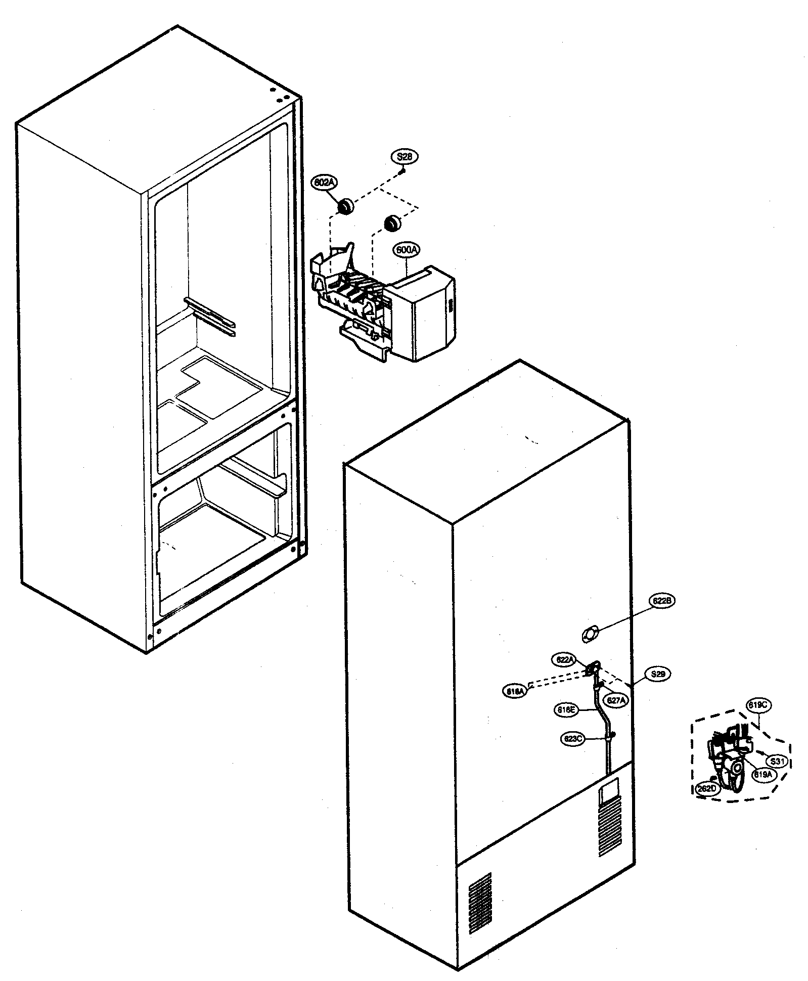 Kenmore 79577319600 water/ice maker parts diagram