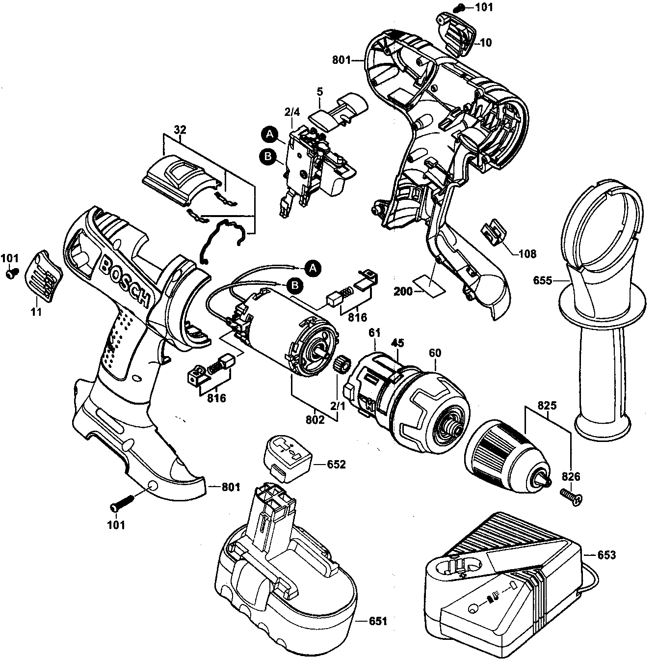 Bosch 33618-2G drill assy diagram