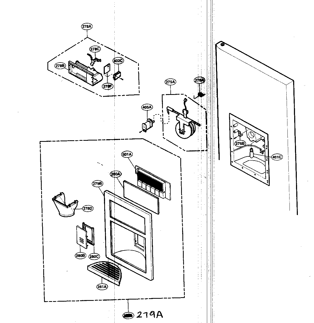LG LSC27950SW dispenser parts diagram