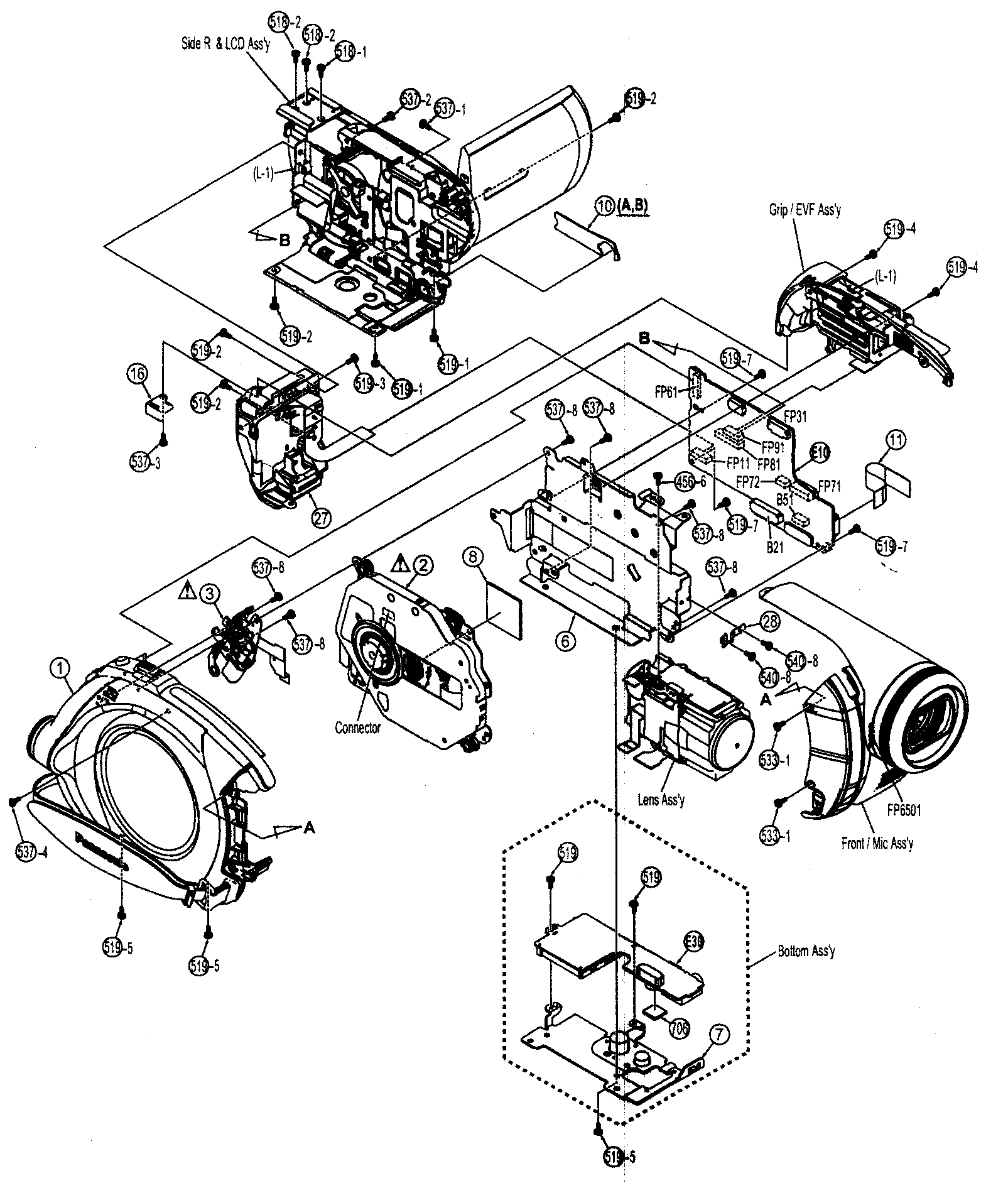 Panasonic VDR-D210P cabinet parts diagram