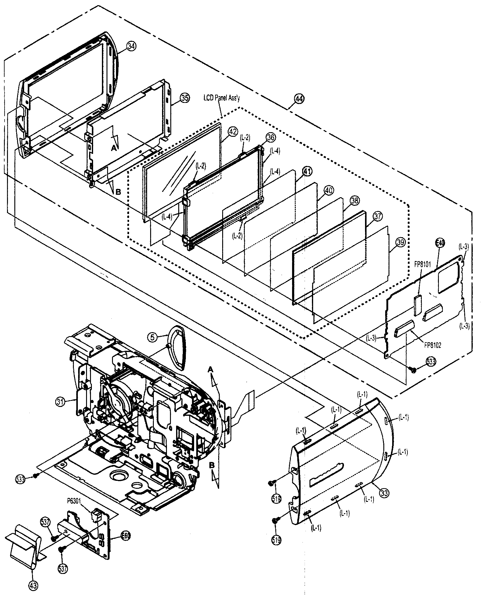 Panasonic VDR-D210P lcd assy diagram