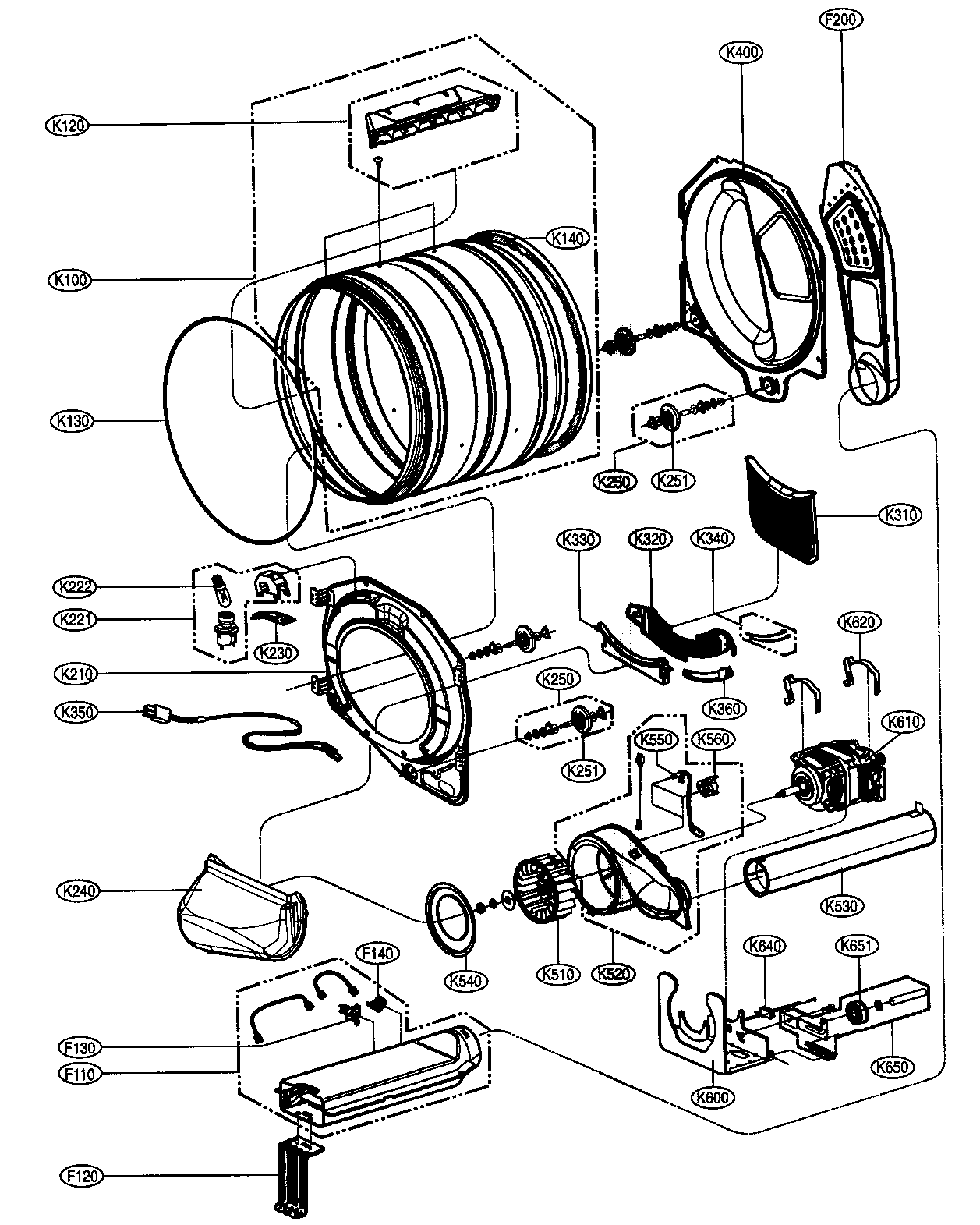 LG DLG9588SM drum/motor assy diagram