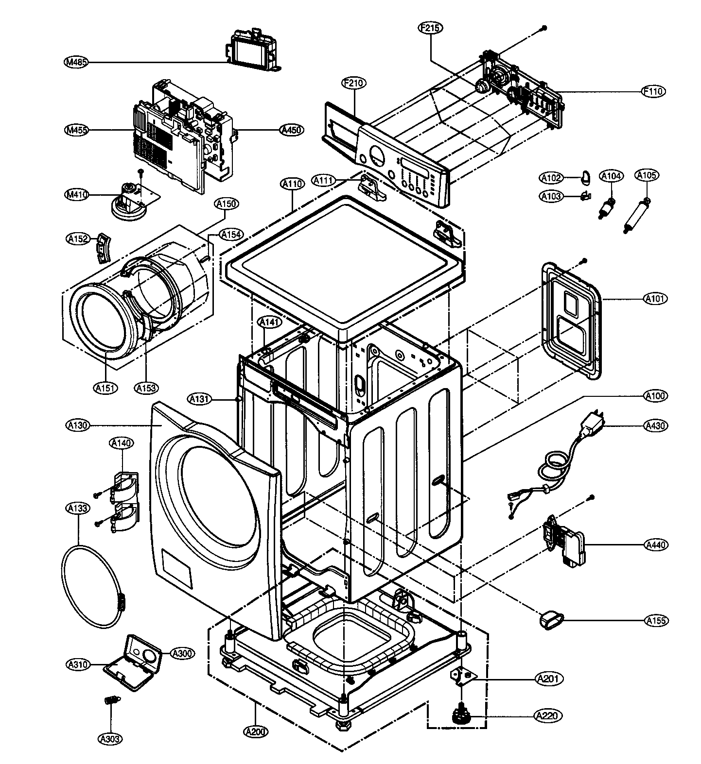 LG WM2496HWM cabinet parts diagram