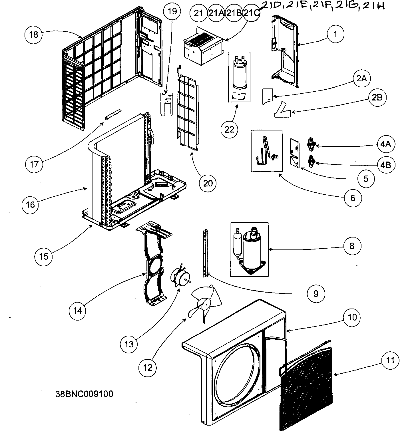 Carrier 38BNC009100 cabinet parts diagram