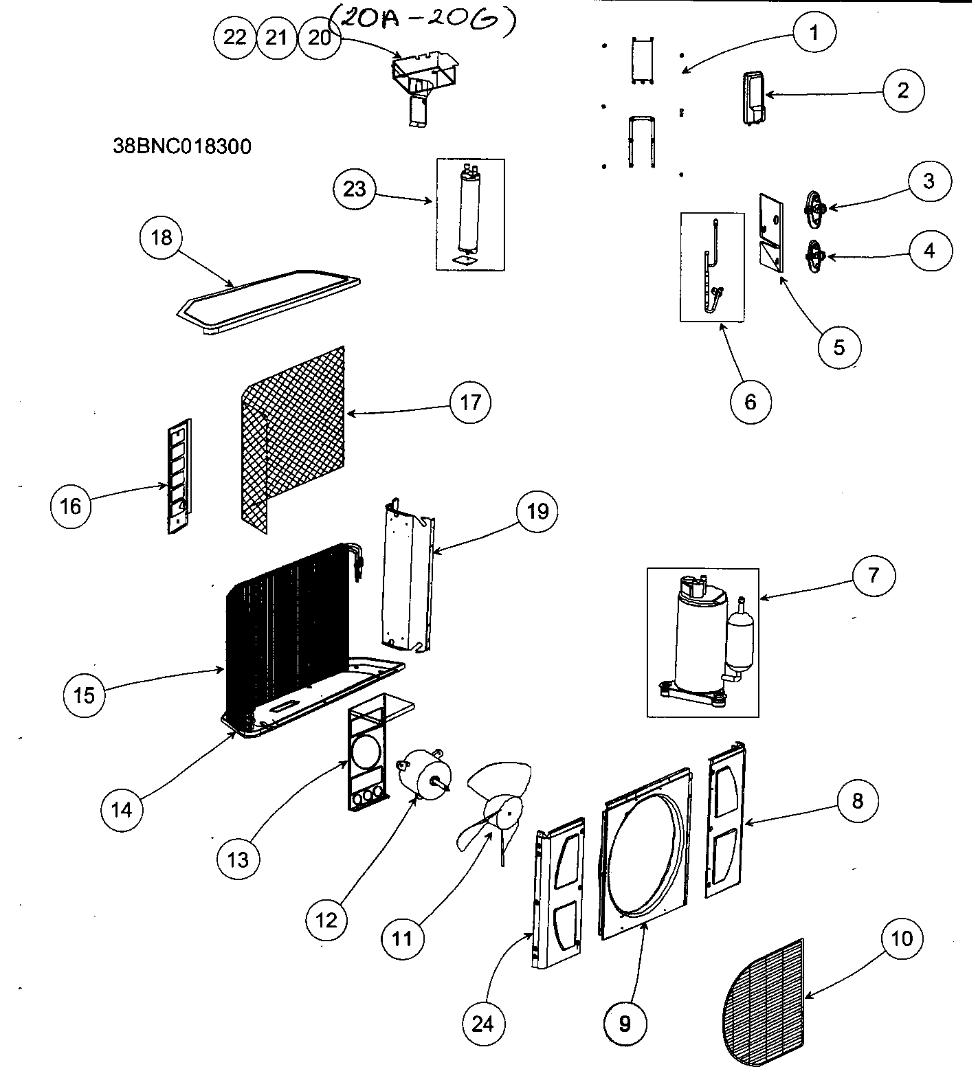 Carrier 38BNC018300 cabinet parts diagram