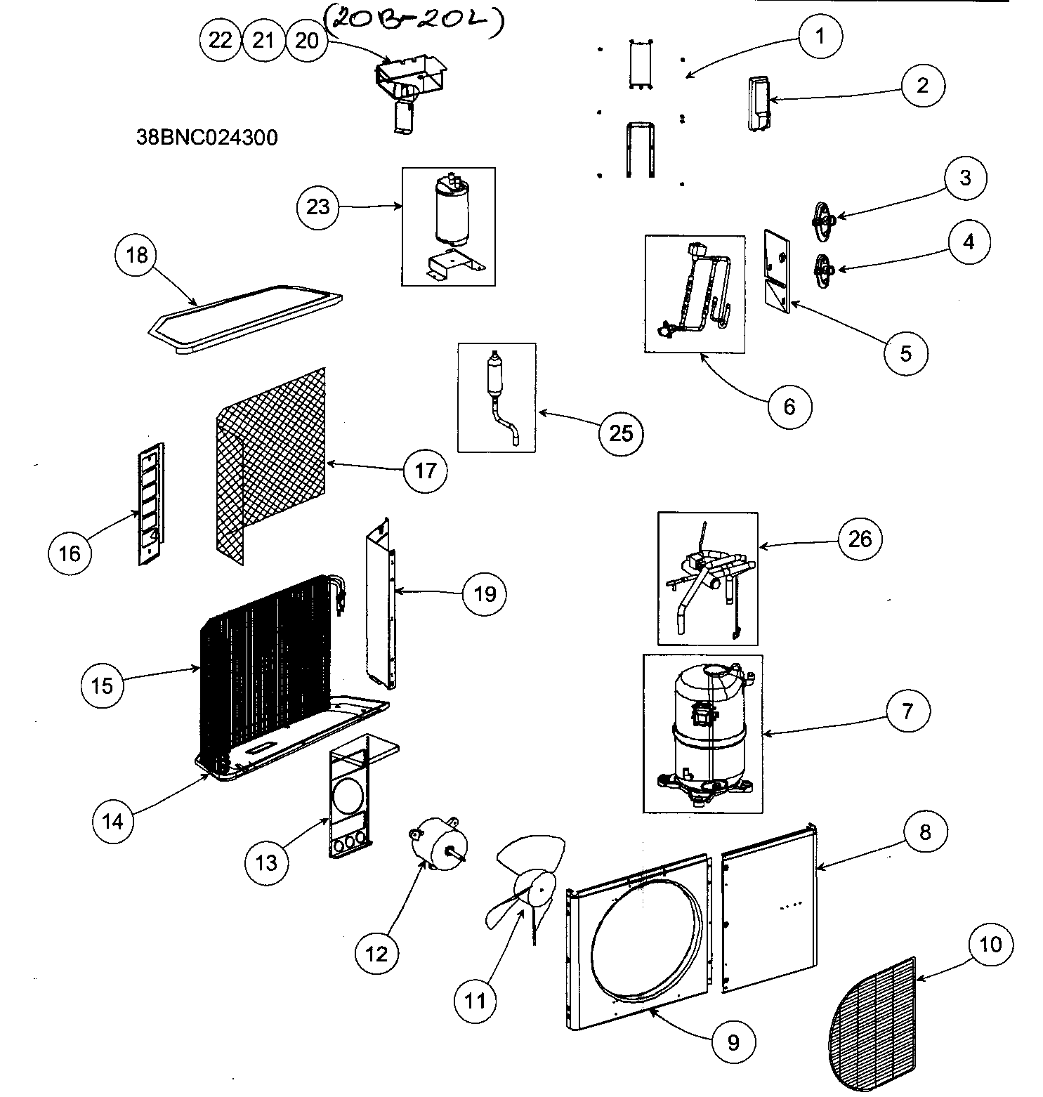 Carrier 38BNC024300 cabinet parts diagram