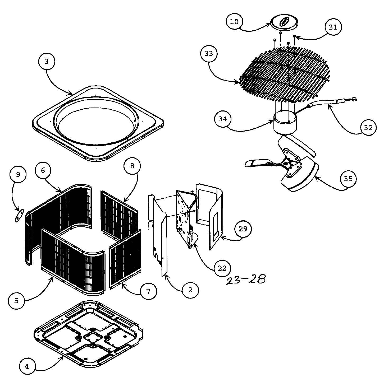 Carrier 25HCR360C0030010 cabinet parts diagram
