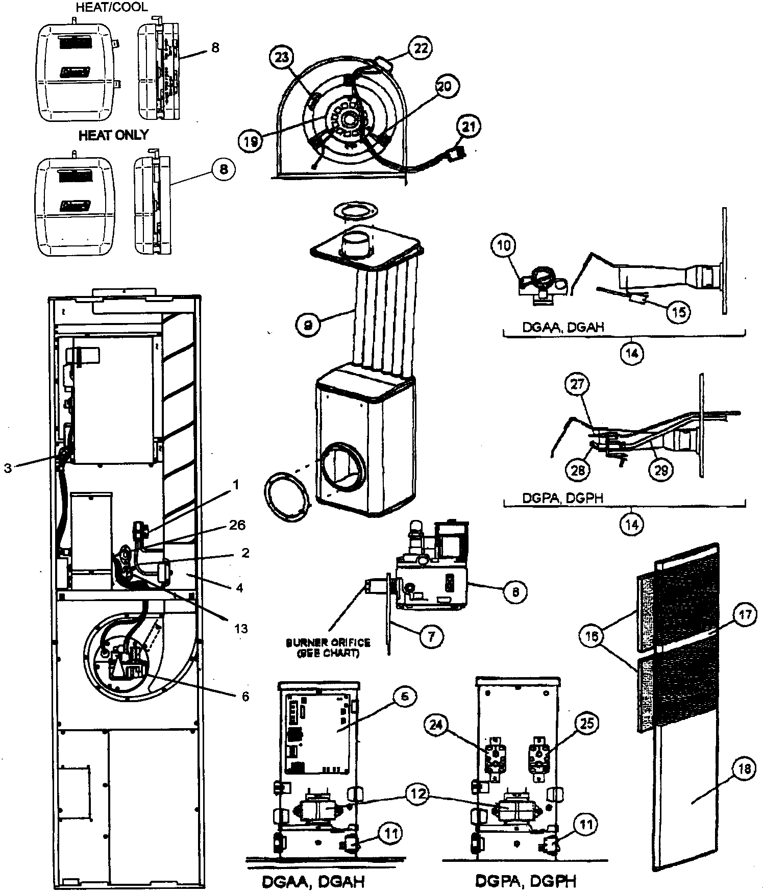 Coleman DGPA070BDTA cabinet parts diagram