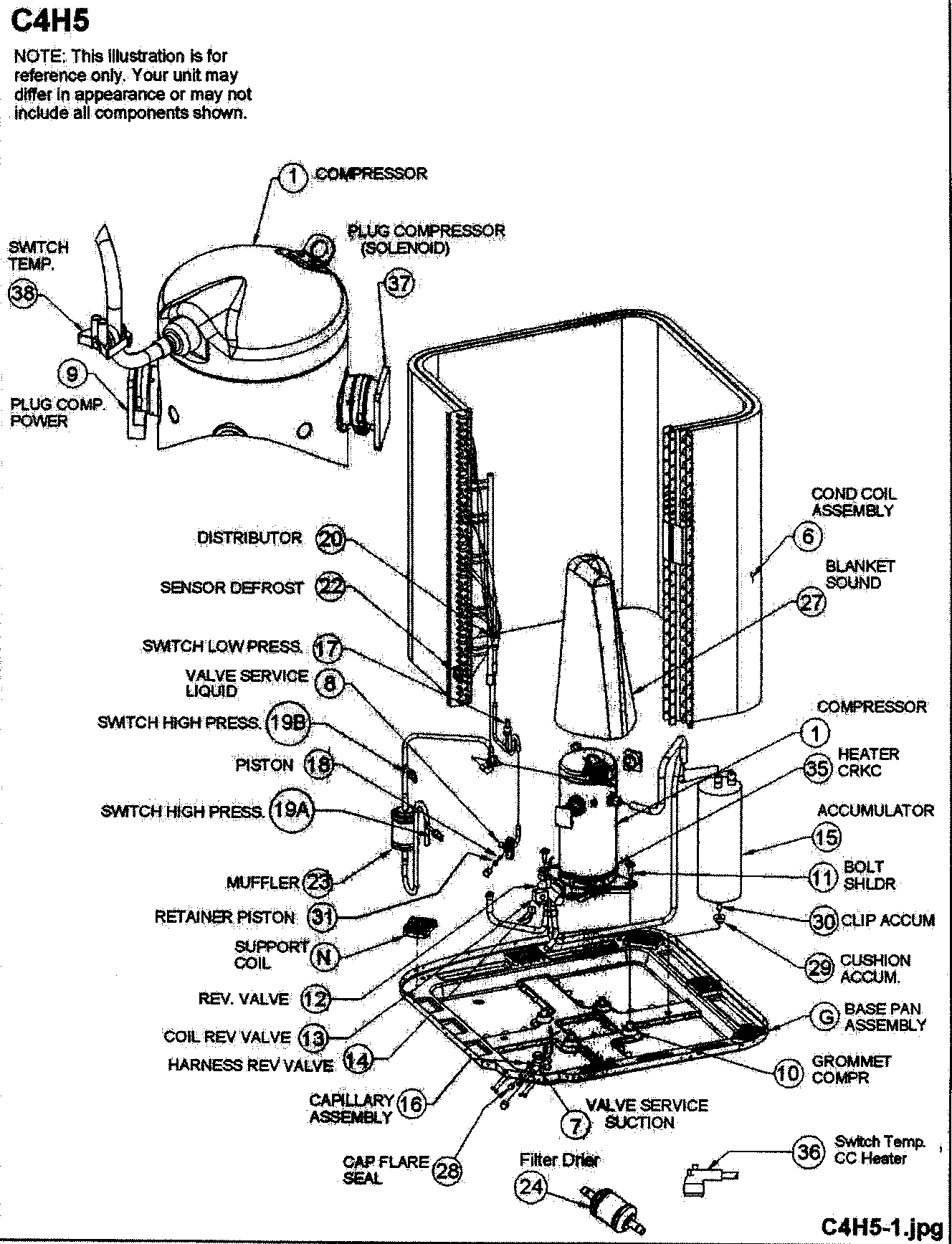 ICP T4H560GKA100 cabinet parts 1 diagram