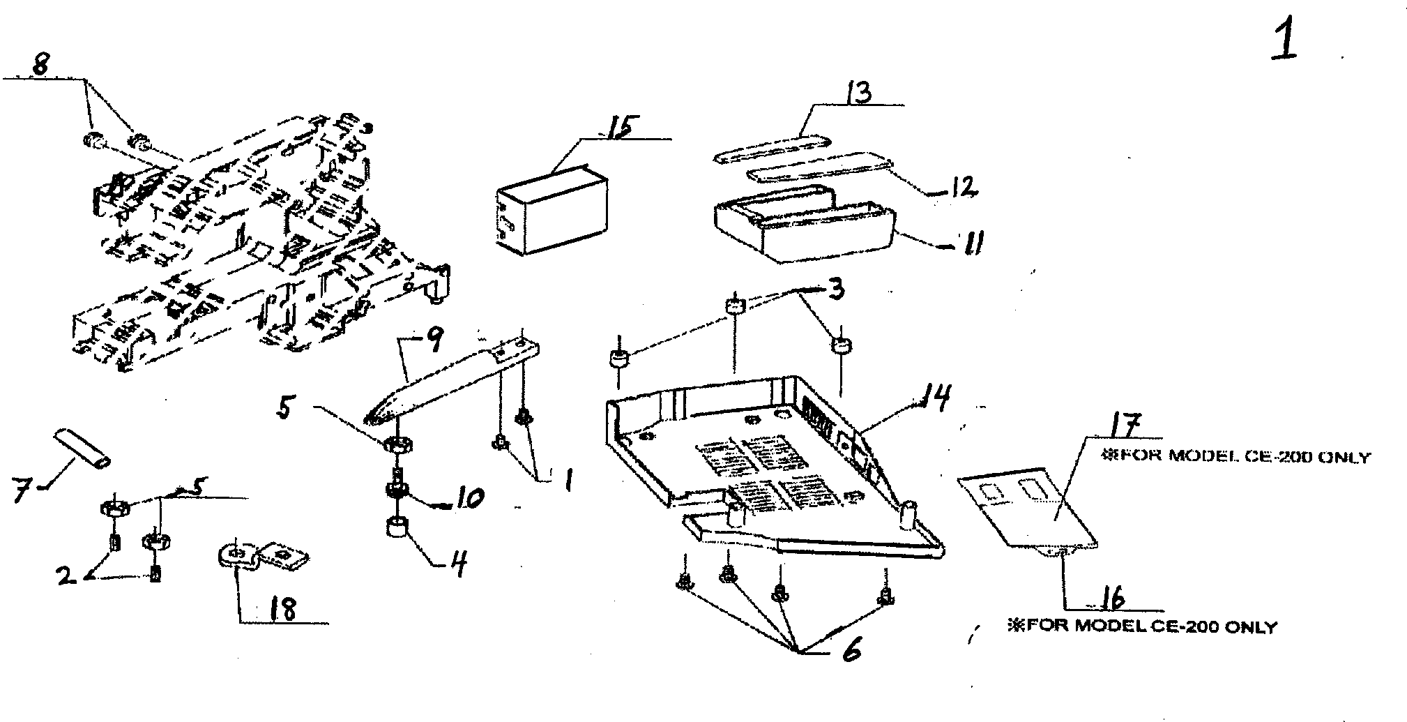 Singer CE-200 bottom assy diagram