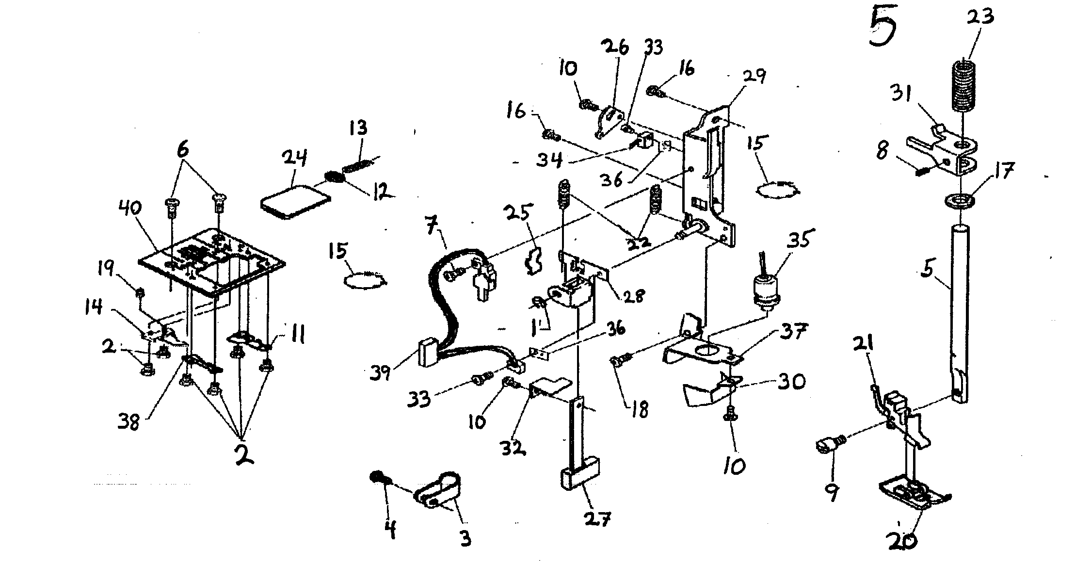 Singer CE-200 pressure bar assy diagram