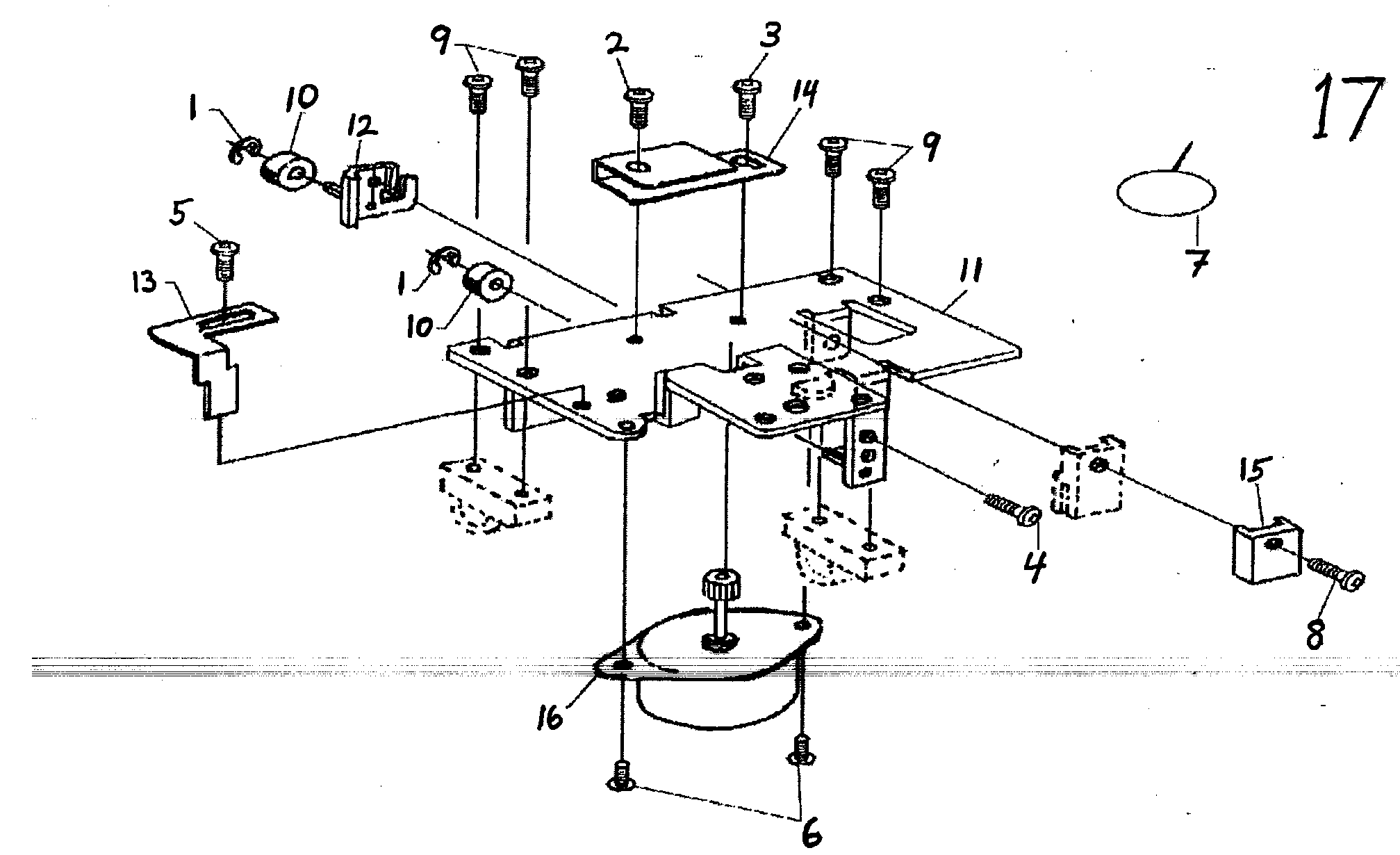 Singer CE-200 step motor assy 3 diagram