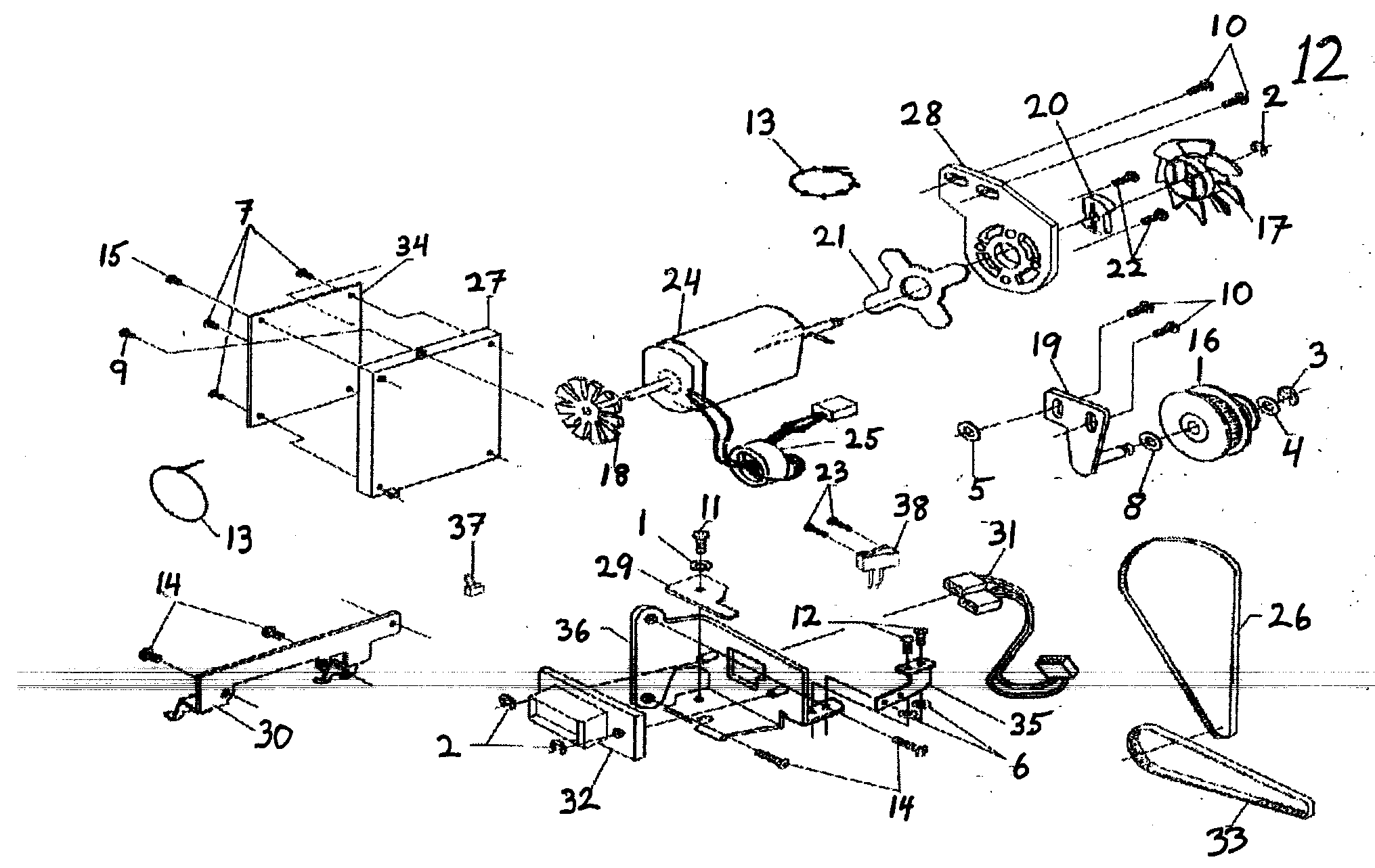 Singer CE-100 motor assy diagram