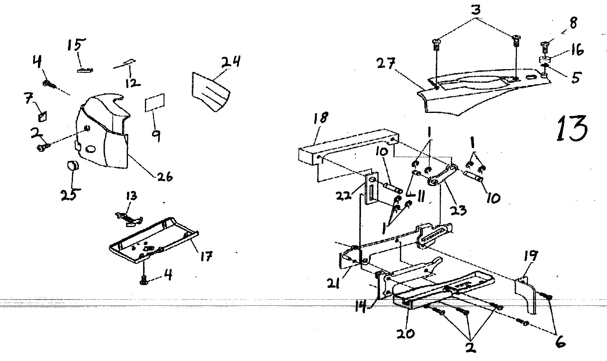 Singer CE-100 face/roof assy diagram