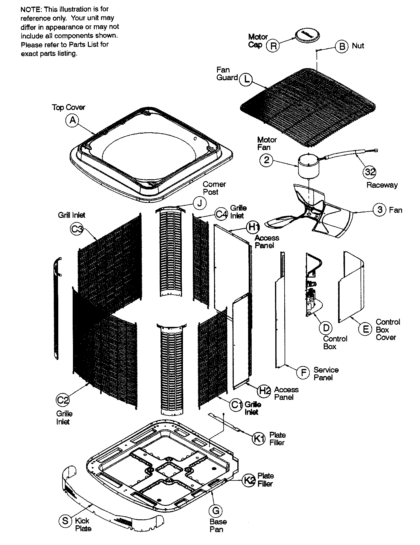 ICP H4H448GKB100 cabinet parts 3 diagram