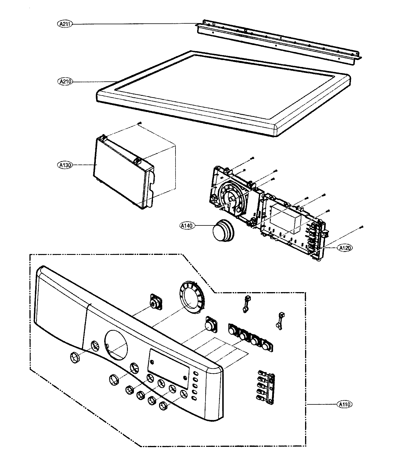 LG DLG7188RM control panel/plate assy diagram