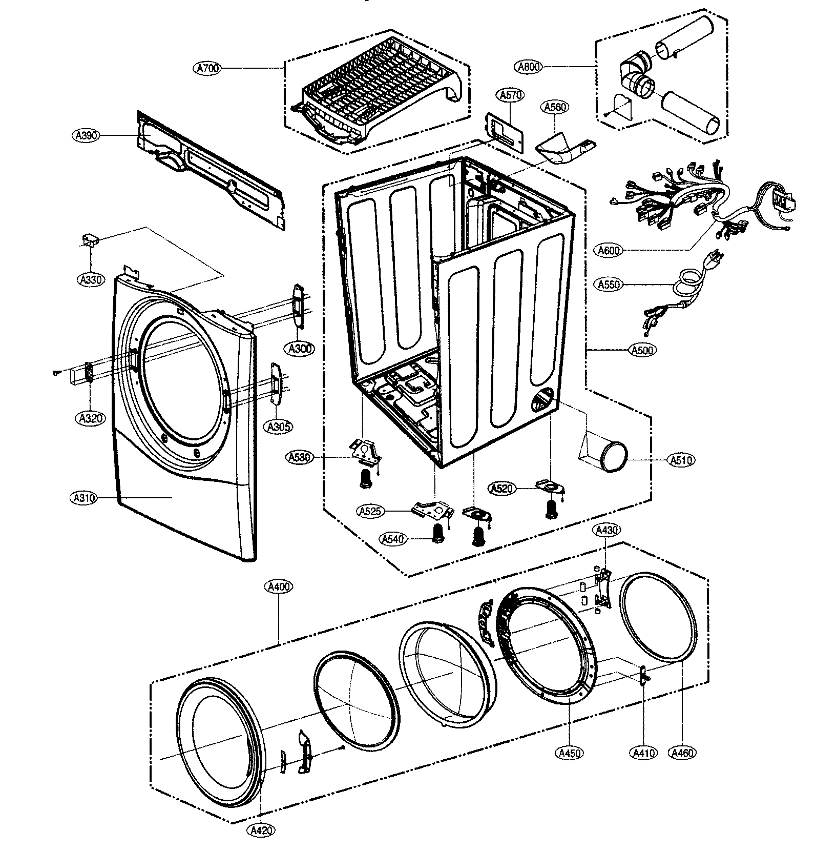 LG DLG7188RM cabinet/door assy diagram
