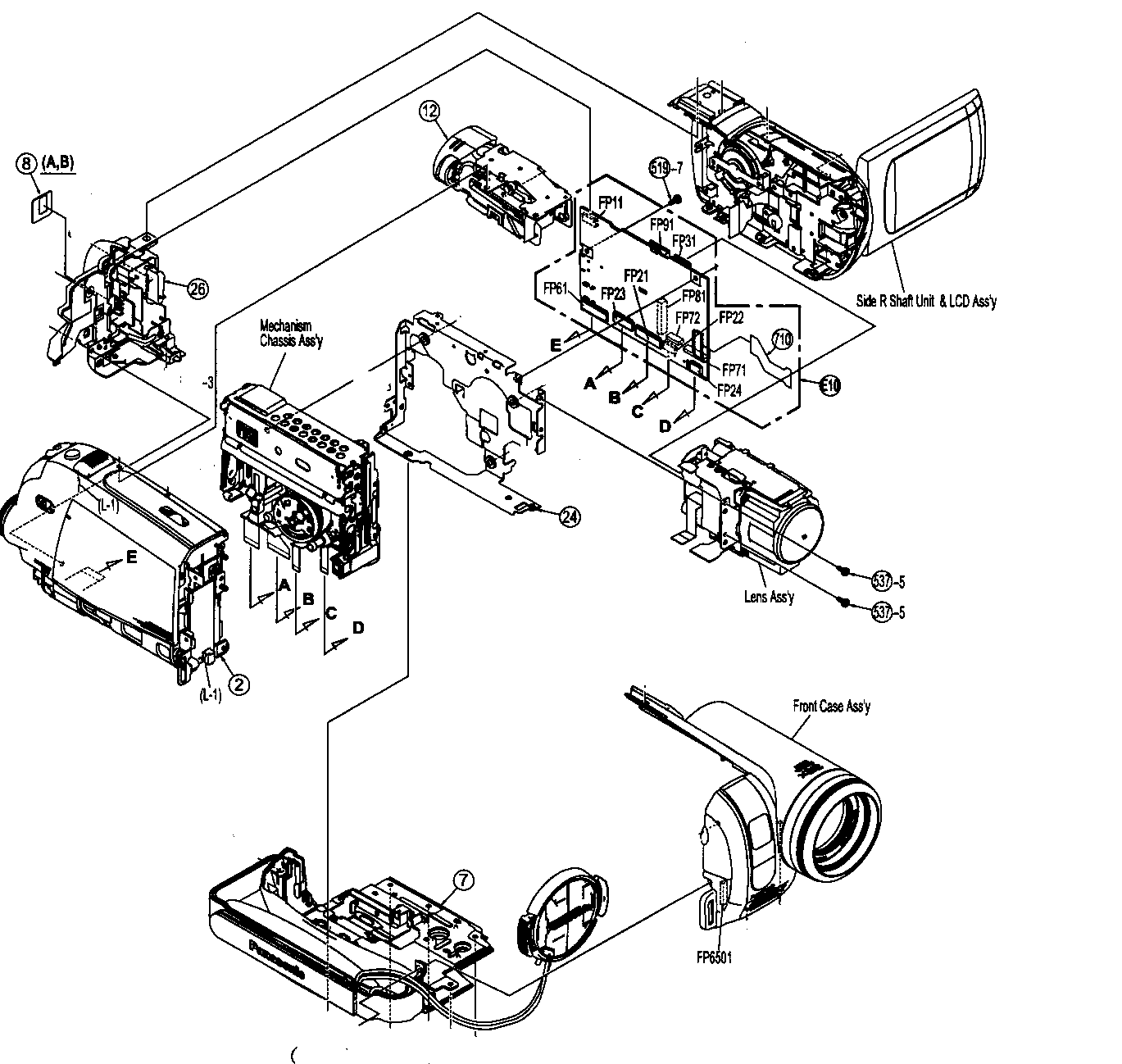 Panasonic PV-GS83P cabinet parts diagram