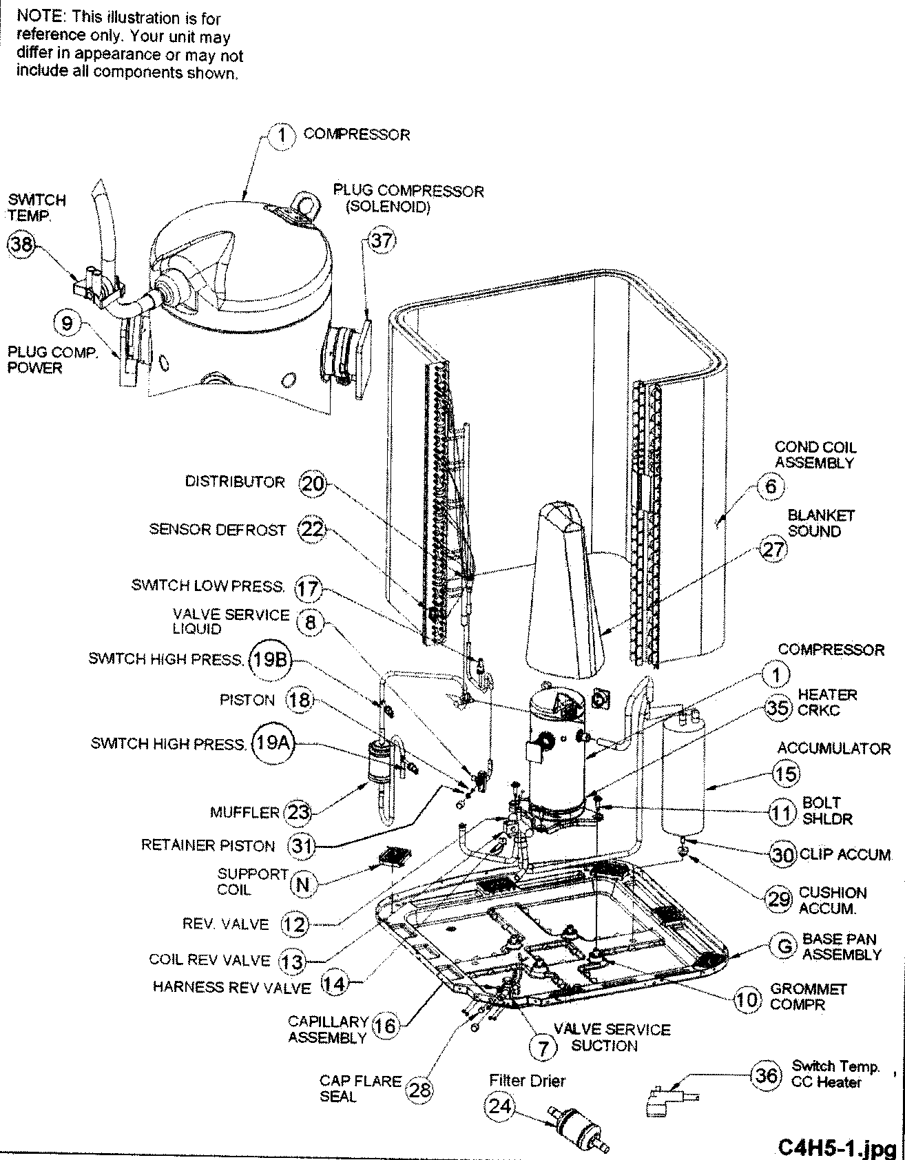 ICP C4H560GKA100 cabinet parts diagram