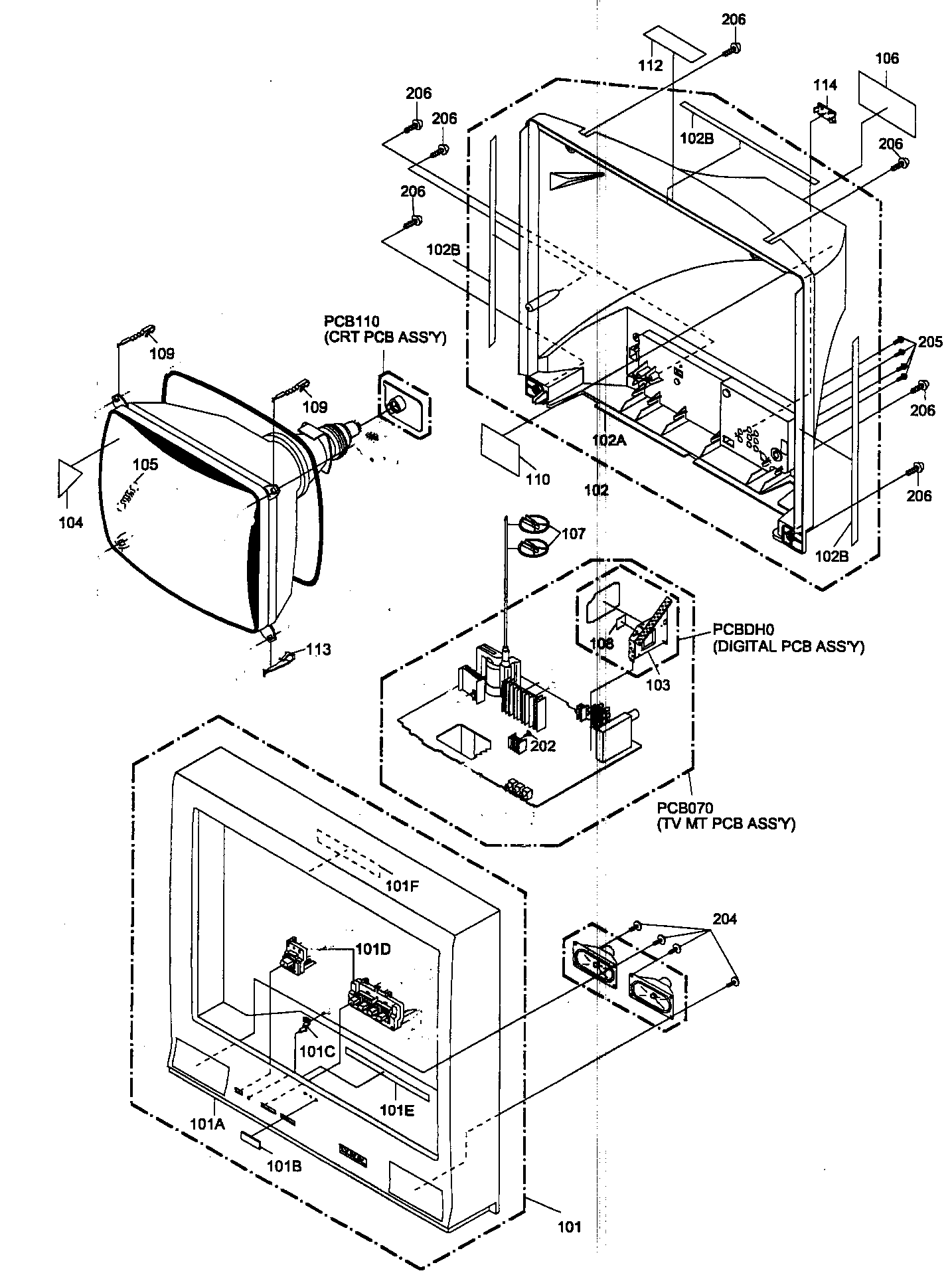 Sansui DTV2760A cabinet parts diagram
