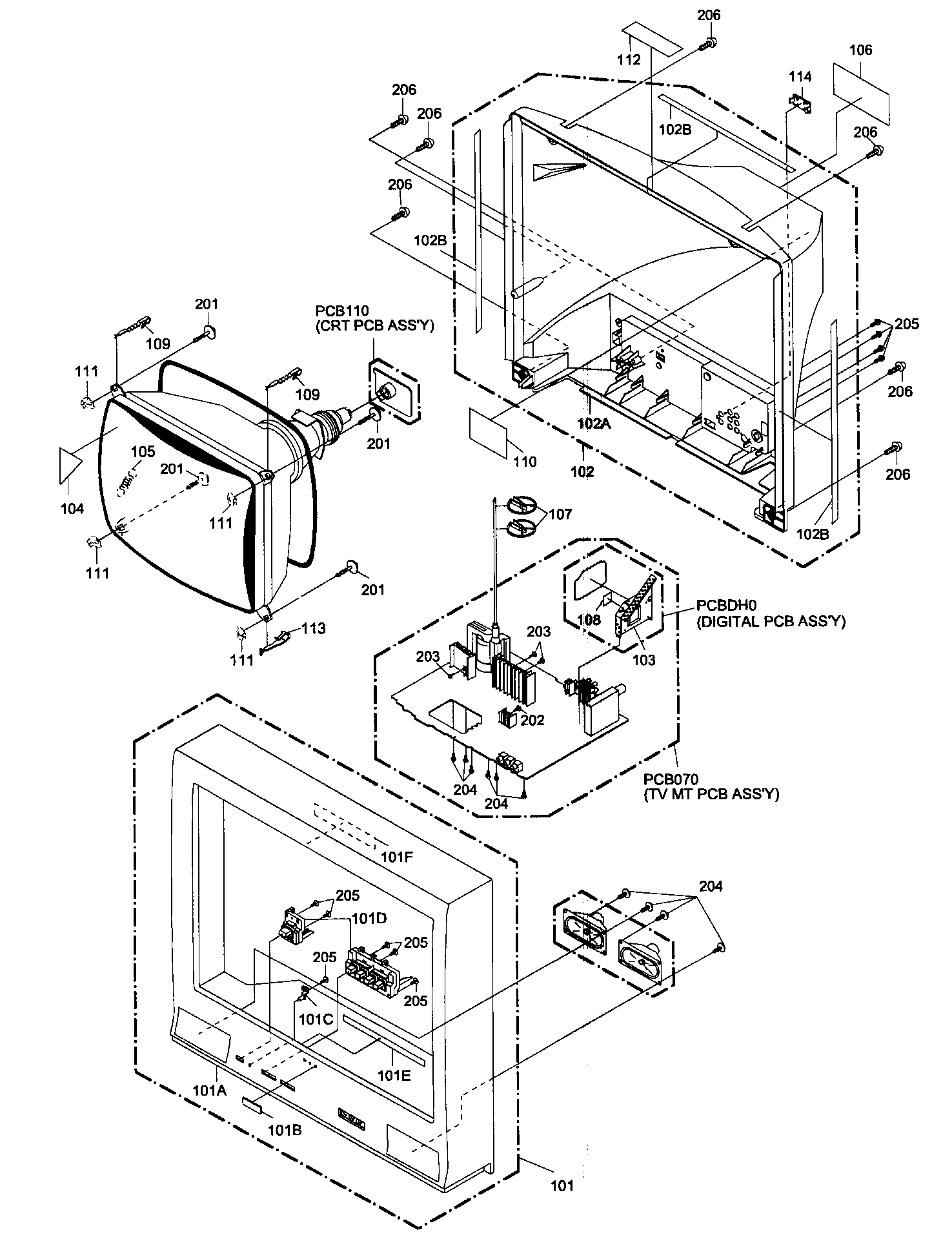 Sansui DFTV270 cabinet parts diagram
