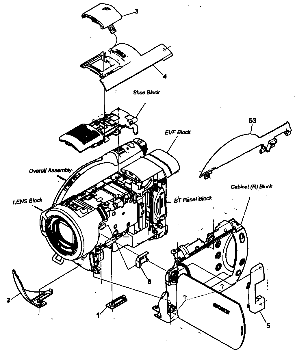 Sony DCR-DVD808 cabinet parts 1 diagram
