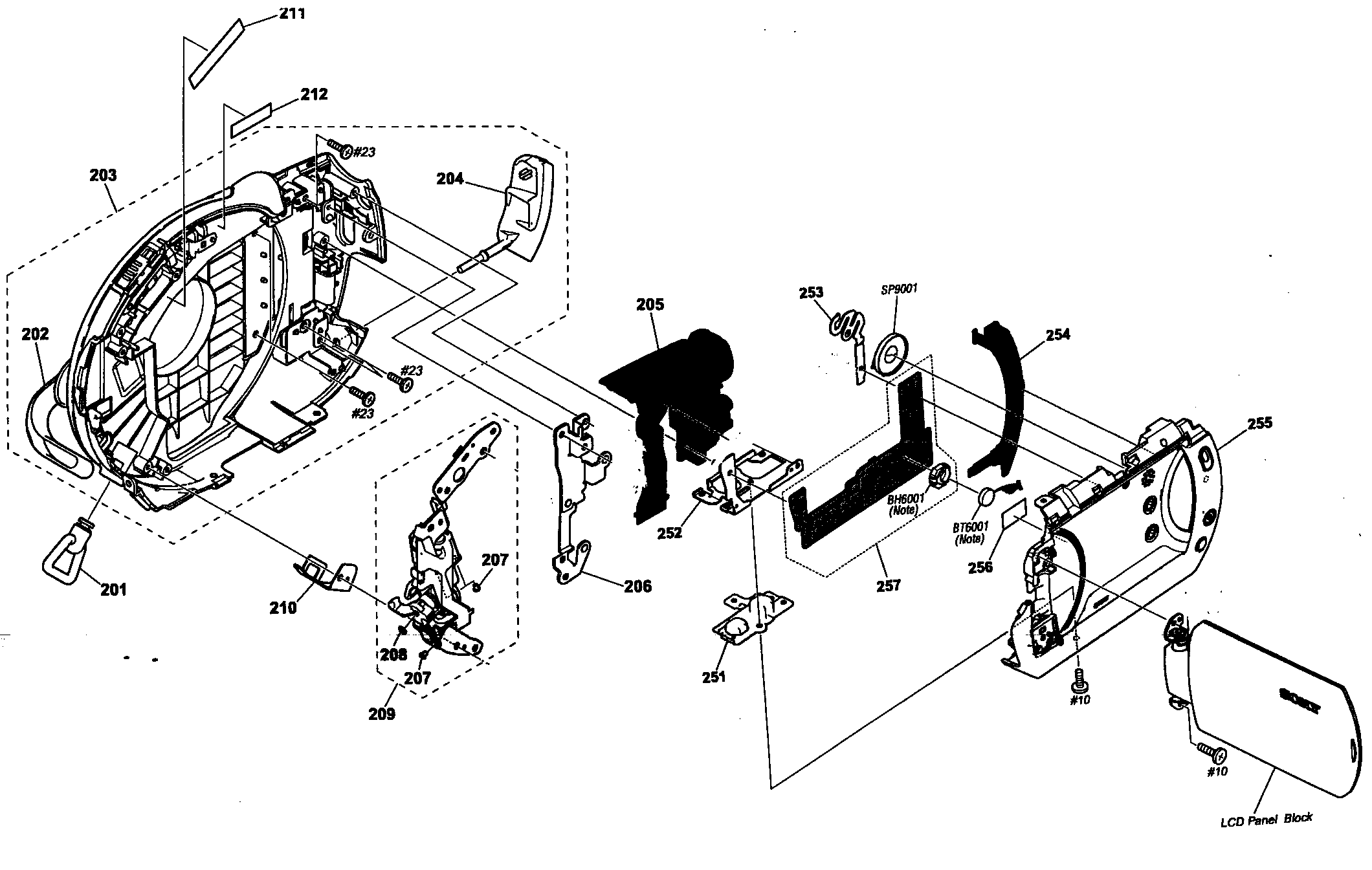 Sony DCR-DVD908 cabinet parts 3 diagram