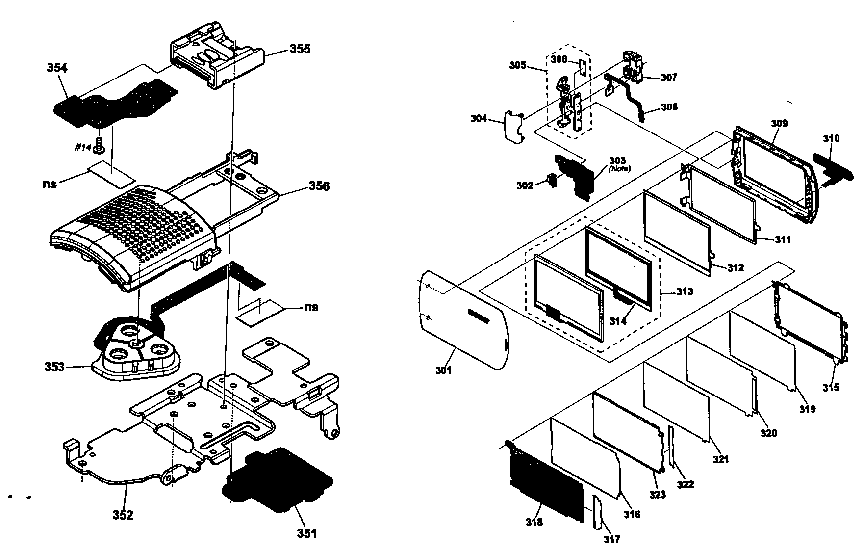 Sony DCR-DVD908 lcd/top assy diagram