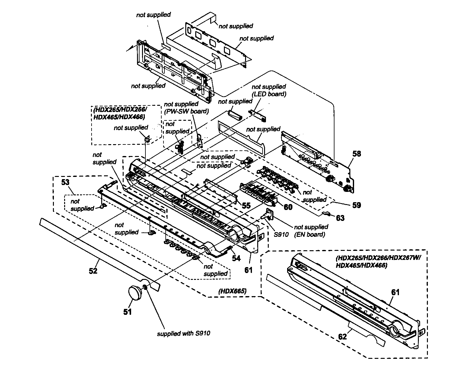 Sony DAV-HDX267W cabinet parts 2 diagram